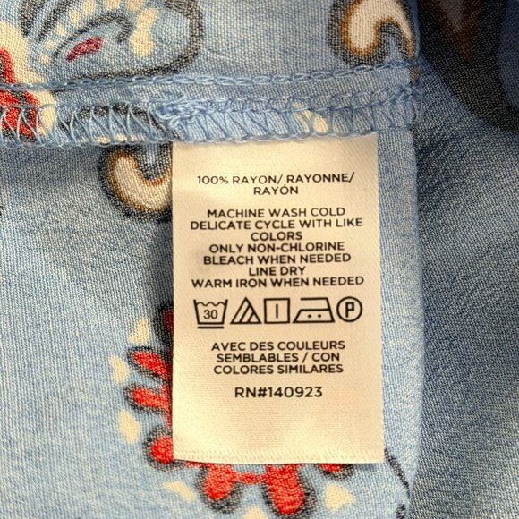 LOFT Blue Paisley Floral Ruffle Neck Flutter Sleeve Blouse Top XS - Picture 5 of 5